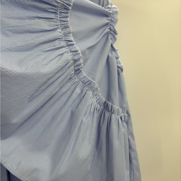 Women's DRA Blue White Stripes Long Sleeve bell Sleeves Blouse Shirt size xs - Picture 6 of 16